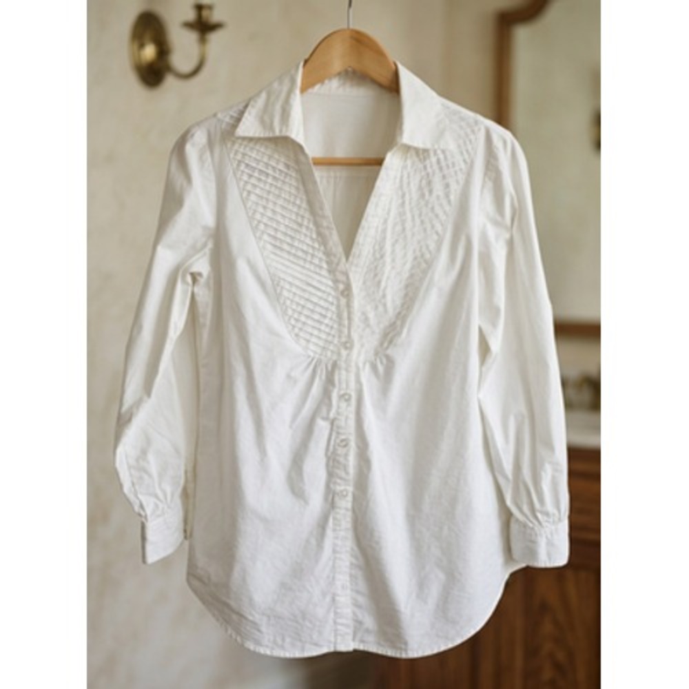 Spense Blouse Women S White Collared Long Sleeve Cotton Top Shirt Classic VTG